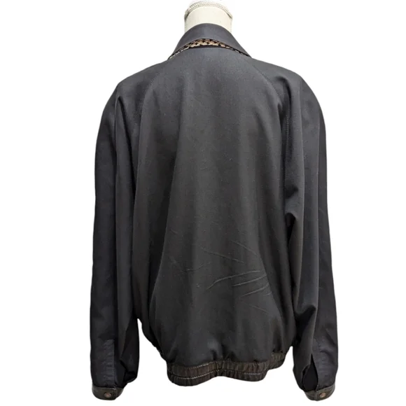 VTG One Hundred % Bijan! Cashmere & Silk Reversible Short Jacket w/ Leather Trim